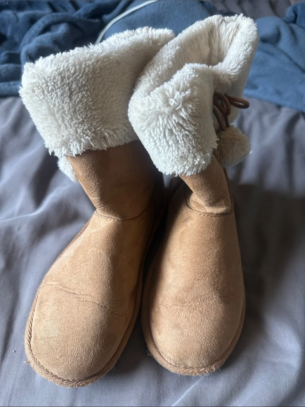 Cozy Faux-Sherpa Lined Girl's Boot - Tan